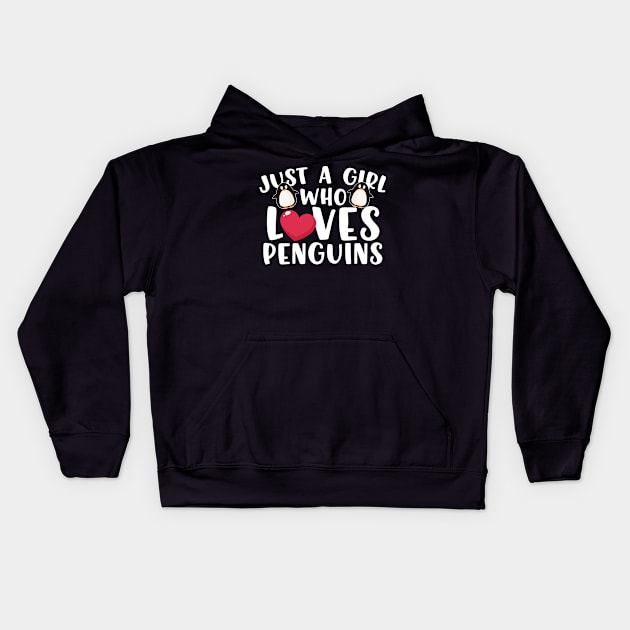 Just A Girl Who Loves Penguins Kids Hoodie by thingsandthings